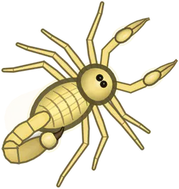 Deathstalker Scorpion, Leiurus quinquestriatus, as drawn in buggs.io